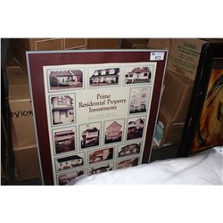 FRAMED VINTAGE PRIME RESIDENTIAL PROPERTY INVESTMENTS PRINT