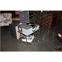 VINTAGE HIGH FIDELITY DORMIPHONE RADIO TURN TABLE STEREO WITH STAND AND RECORDS