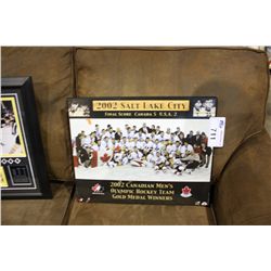 2002 SALT LAKE CITY CANADIAN MENS OLYMPIC HOCKEY TEAM PRINT ON BOARD