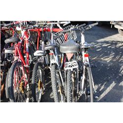 5 ASSORTED MOUNTAIN BIKES; KICKSTART, RALEIGH, MOUNTAIN TOUR, RENEGADE, NO NAME WHITE BIKE
