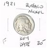 Image 1 : 1921 *RARE KEY DATE* BUFFALO NICKEL RED BOOK VALUE $20.00+ *NICE EARLY FINE GRADE*!!