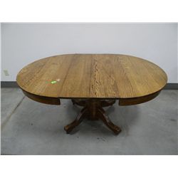 Round oak dining table, quarter sawn top, 48", 2 leaves