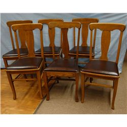 6 oak dining chairs, padded seats