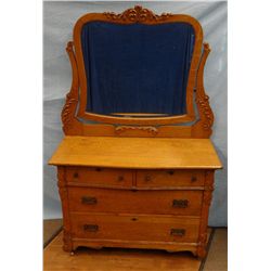 Oak dresser, beveled mirror, 46"x 72"