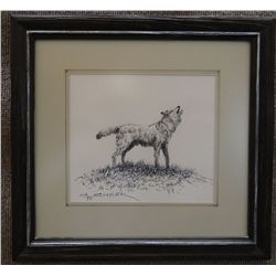 C. R. Cheek pen and ink original, 8" x 9", wolf