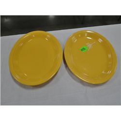 2 Fiestaware oval platters, yellow, 12"