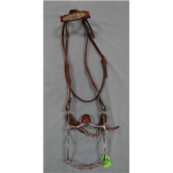 Tietjen spade bit, chrome engraved, w/ headstall