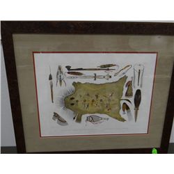 Ch. Bodner, Indian Utensils & Arms, framed print, 16" x 24"