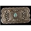 Image 1 : Sterling Silver Belt Buckle with Turquoise Insert