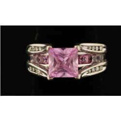 10K Pink Topaz & Diamond Ring.