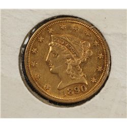 1890 2-1/2 Dollar Liberty Head Gold Coin