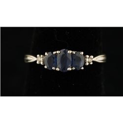 10K Sapphire & Diamond Ring.