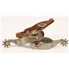 Image 2 : Unmarked Nickel Plates Spurs with Old Leather