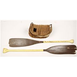 Fisherman's Creel and Two Short Paddles