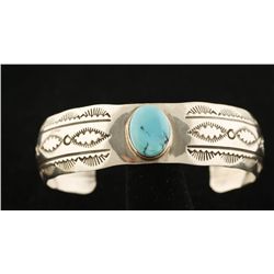 Sterling Cuff with Turquoise by Leroy Sandoval.