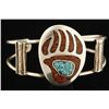 Image 1 : Silver Bear Paw Print Chip Inlay Cuff.