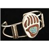 Image 2 : Silver Bear Paw Print Chip Inlay Cuff.