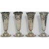 Image 1 : Set of four Edwardian HM silver pedestal vases with pierced floral decorations,...