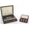 Image 1 : Edwardian cased set of six HM silver shield shaped menu / place name holders,...