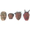 Image 1 : C19th Japanese carved wood & red lacquered noh mask in the form of an oni,...