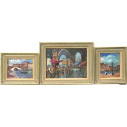 John Ambrose, b. 1931 - VENICE CANAL SCENES - a pair, acrylics on board, 10 by...