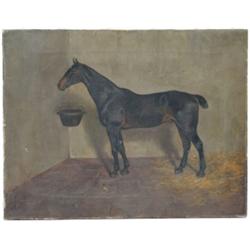 Alfred Grenfell Haigh, 1870-1963 - A HORSE IN A STABLE - oil on canvas, 14 by...