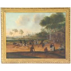 C19th Colonial school - THE CHIMNEYSWEEPS DONKEY DERBY - oil on canvas, 28.1 by...