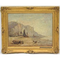 William James Muller, 1812-1845 - MEDITERRANEAN BEACH SCENE WITH FISHING BOATS...
