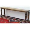 Image 1 : Late Regency period mahogany window seat, on ring turned baluster supports,...