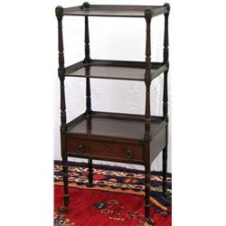 Good quality Regency period rosewood 3-tier whatnot with drawer under, with...