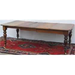 Mid Victorian mahogany extending dining table with 3 extra leaves, on turned...