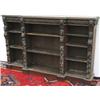Image 1 : Victorian carved oak breakfront open bookcase profusely decorated with masks,...