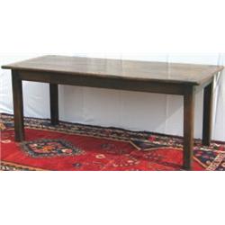 C18th oak rectangular topped farmhouse table of good colour with cleated ends,...