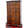 Image 1 : Early C20th mahogany serpentine fronted chest-on-chest with oak drawer linings...