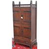Image 1 : Edwardian Arts & Crafts oak cupboard with galleried top above 2 doors & 2...