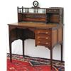 Image 1 : Edwardian rosewood & teak lady's desk with fielded panels & floral carved...