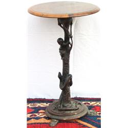 C19th Italian walnut circular topped pedestal occasional table, the stem carved...