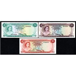 Bahamas Government, 1965, Trio of Issued Banknotes