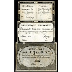 France. Trio of Assignats. 1793-1794.