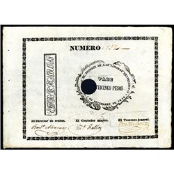 Republica De Honduras, Billete De Tesoreria, 1848 Issued Banknote.