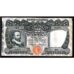 Banco Di Napoli, 1914 Issue Banknote.