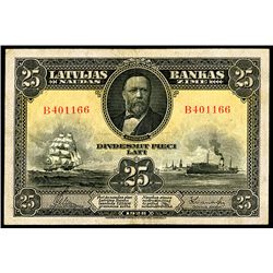 Bank of Latvia, 1928 Issue Banknote.