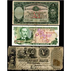 Miscellaneous Bank Note Trio.