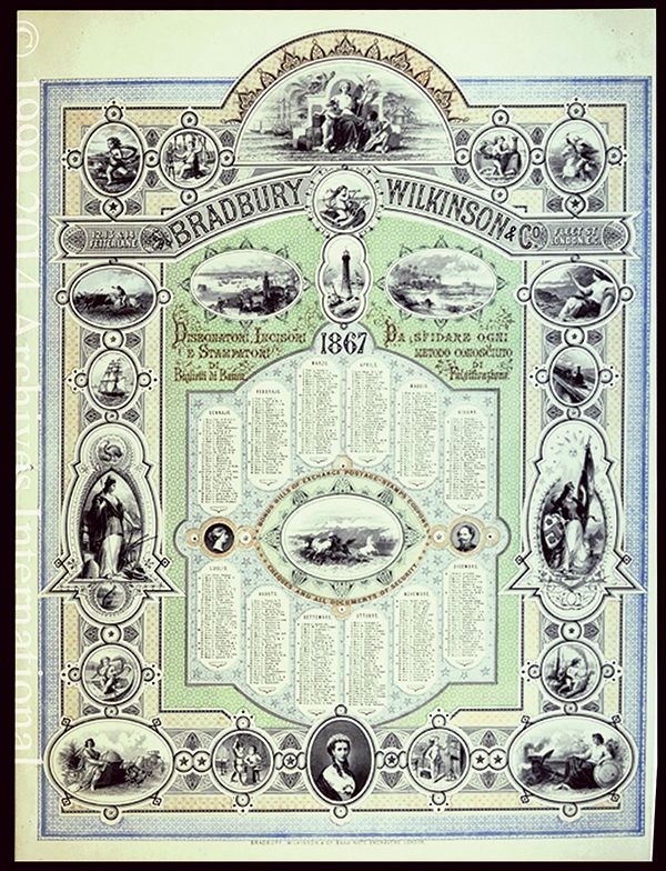 Bradbury, Wilkinson & Company, 1867 Dramatic Advertising Calendar