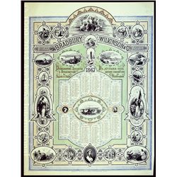 Bradbury, Wilkinson & Company, 1867 Dramatic Advertising Calendar Vignette Sheet.