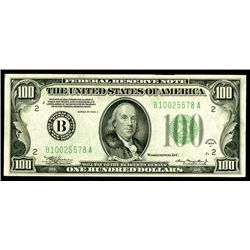 F.R.N., New York, $100, 1934A, Fr.#2153-Bm Mule (BA Block).
