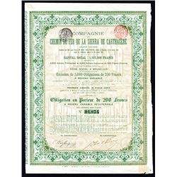 Companie de Chemin de Fer de La Sierra de Carthagene, 1905. Bruxelles, Belgium, 200 Francs, ornate g