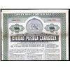 Image 1 : Bonos Del Honorable Ayuntamiento del la Ciudad de Puebla de Zaragoza1907 Specimen Bond.