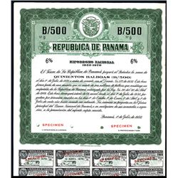 Republica de Panama, Specimen Bond.