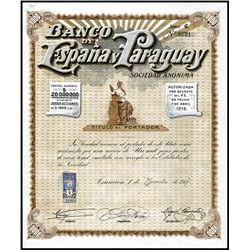 Banco de Espagna Y Paraguay, 1917, Issued Bond.
